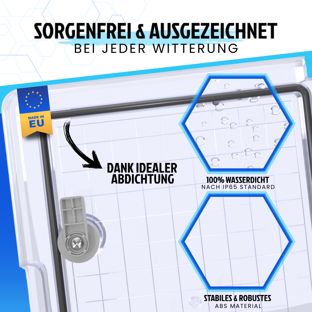 QCAB Wasserdichter Verteilerkasten für den Außenbereich | IP65 | ABS Kunststoff Gehäuse außen | Schaltkasten | Stromkasten | Steckdosenkasten