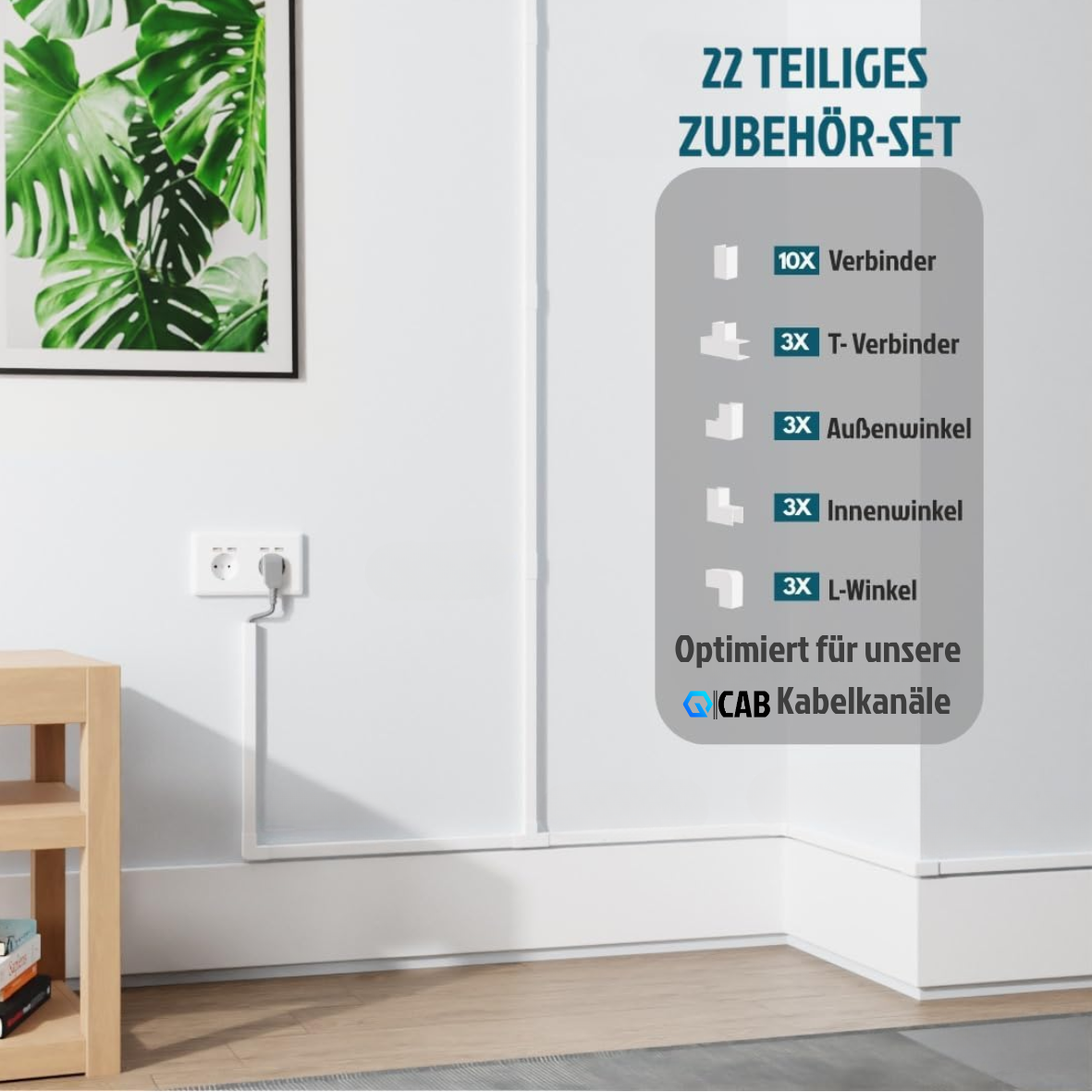 QCAB Verbindungsstücke Set für Kabelkanal - 22-teilig QCAB Verbindungsstücke Set für Kabelkanal - 22-teilig
