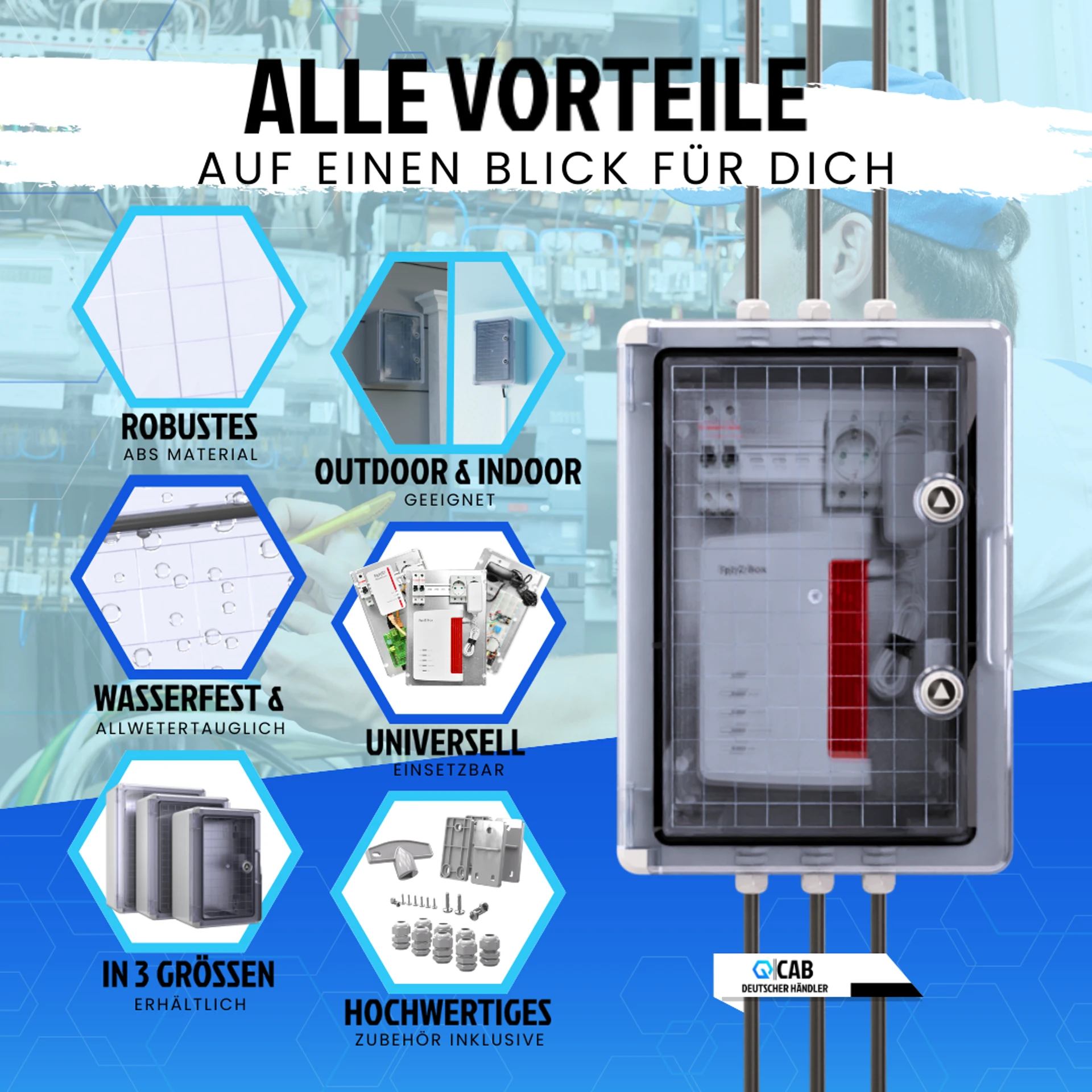 QCAB Wasserdichter Verteilerkasten für den Außenbereich mit transparentem Deckel