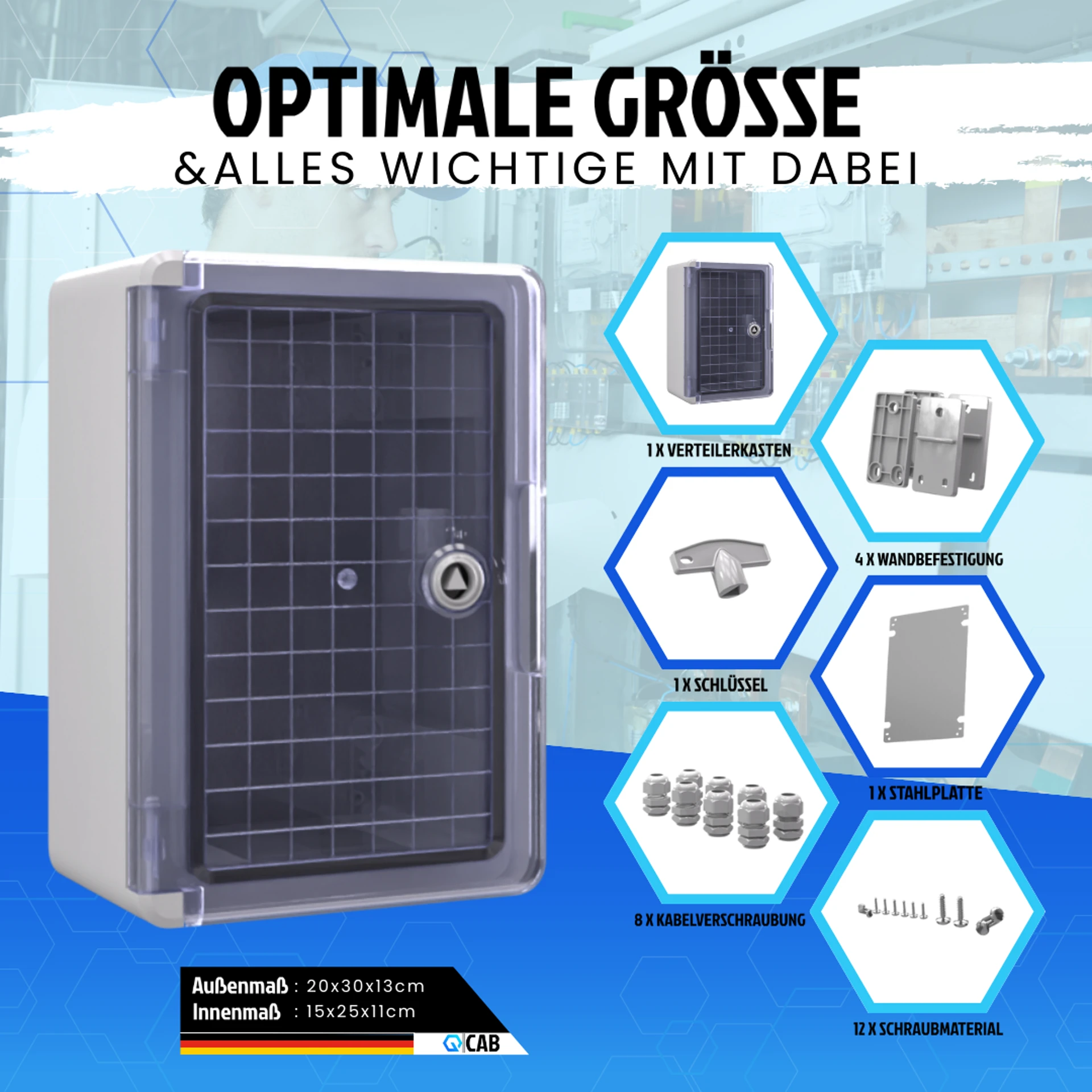 QCAB Wasserdichter Verteilerkasten für den Außenbereich mit transparentem Deckel