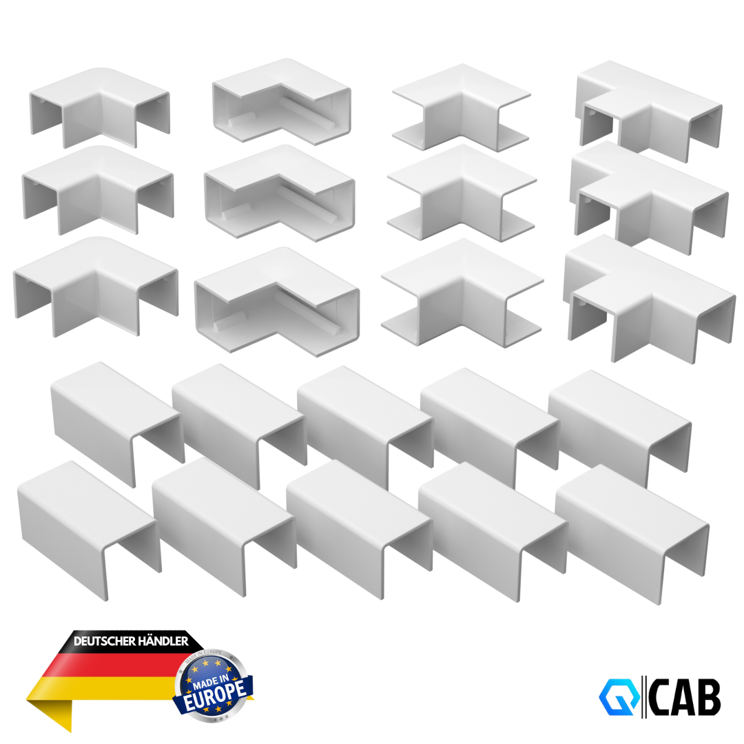 QCAB Verbindungsstücke Set für Kabelkanal - 22-teilig
